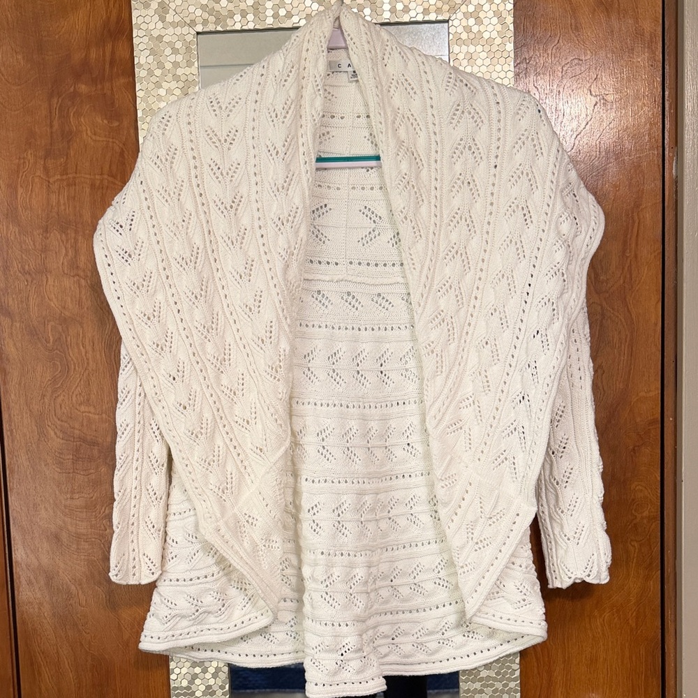 CAbi White Cotton Circle Sweater